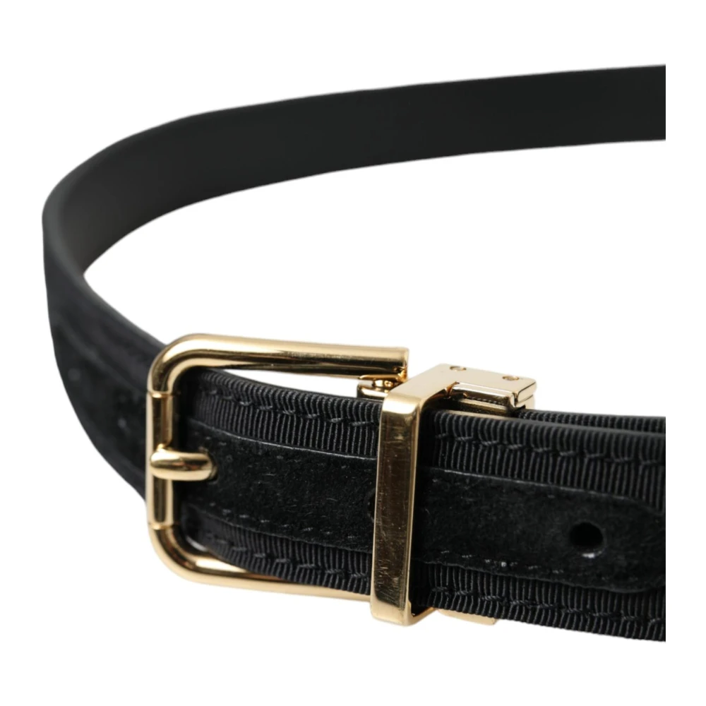 Dolce & Gabbana Zwarte Leren Riem Metalen Gesp Black Heren