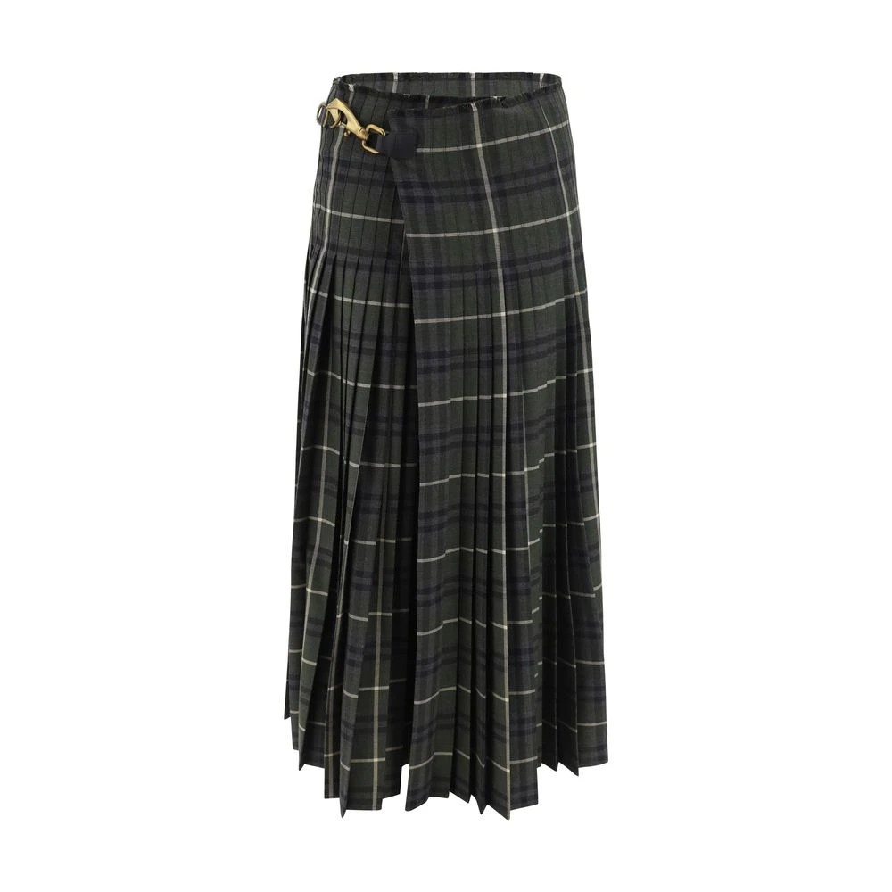 Burberry Geplooide Wollen Kilt Pareo Stijl Rok Multicolor Dames