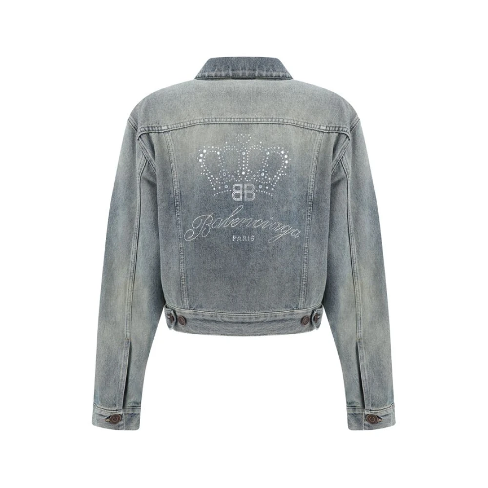 Balenciaga Denim jack met knoopsluiting Blue Dames