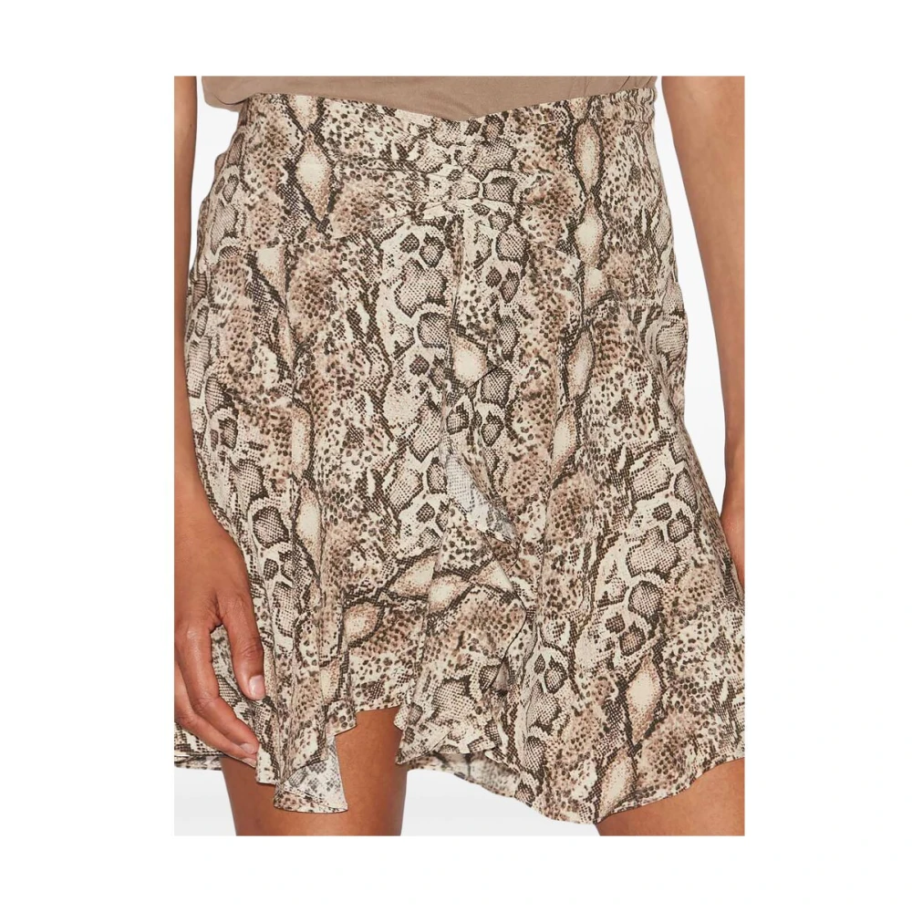 Isabel marant Dierenprint Zijden Rok Asymmetrische Zoom Beige Dames