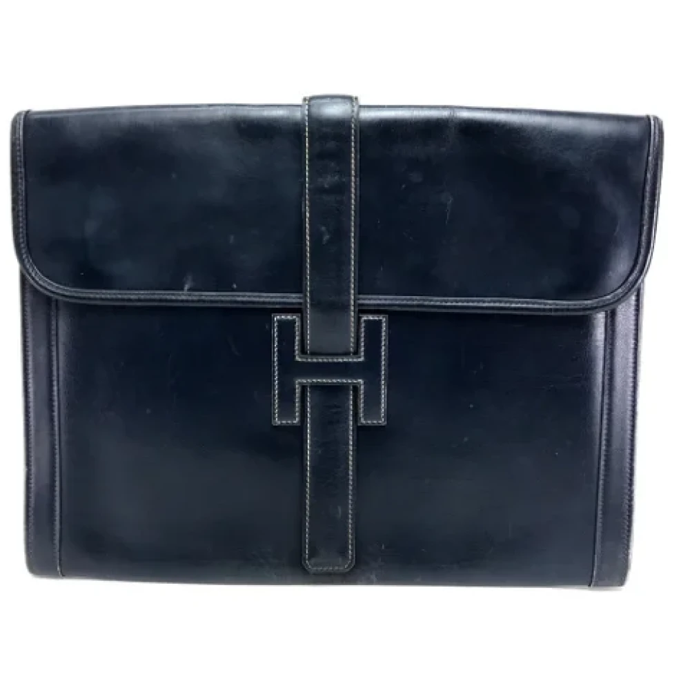 Hermès Vintage Pre-owned Leather clutches Blue Heren