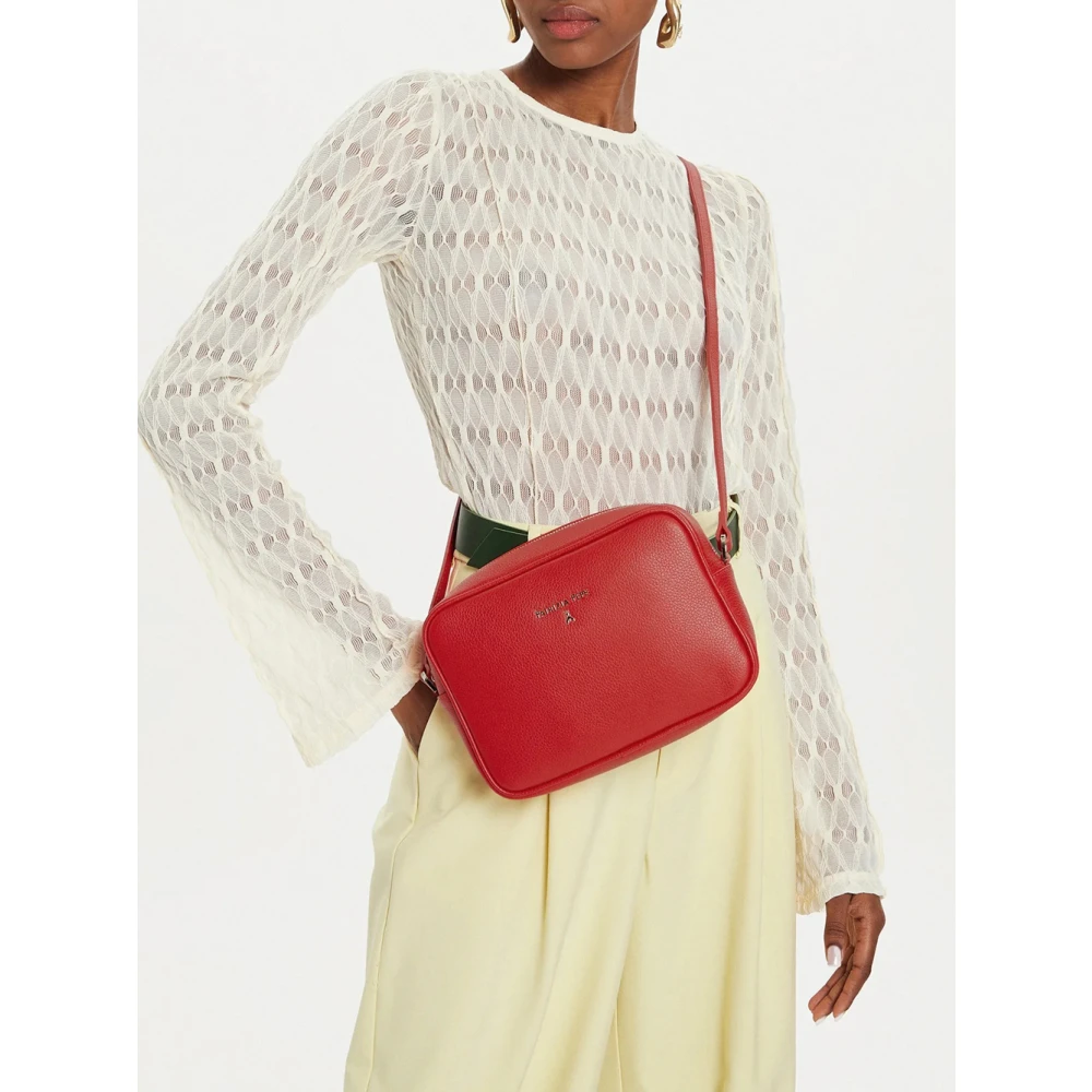 PATRIZIA PEPE Minimalistische Chic Leren Schoudertas Red Dames