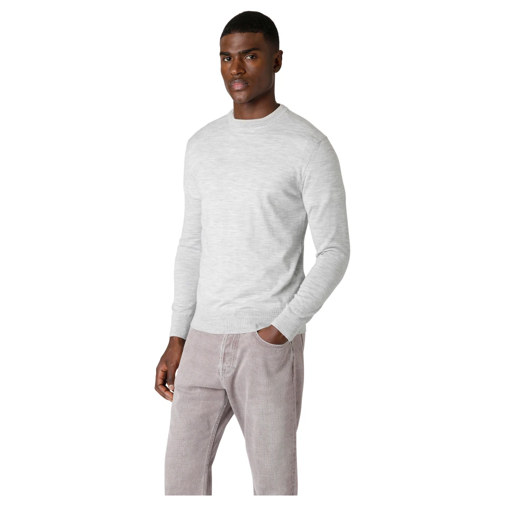 Eleventy Merino Zijden Ronde Hals Sweater Gray Heren