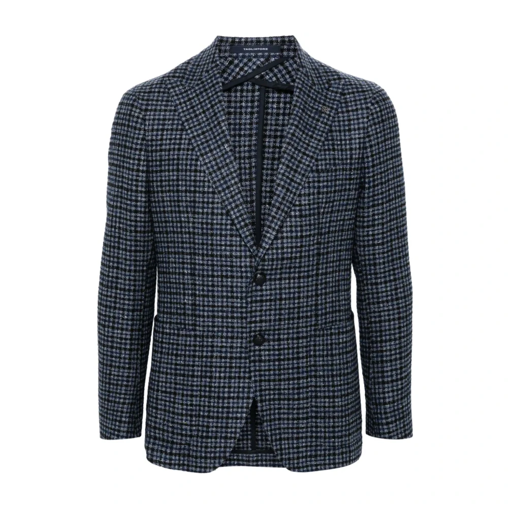 Tagliatore Geruit Patroon Blazer met Broche Detail Blue Heren