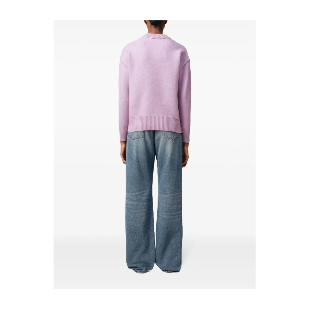 Ami Paris Hart Logo Lila Trui Pink Heren