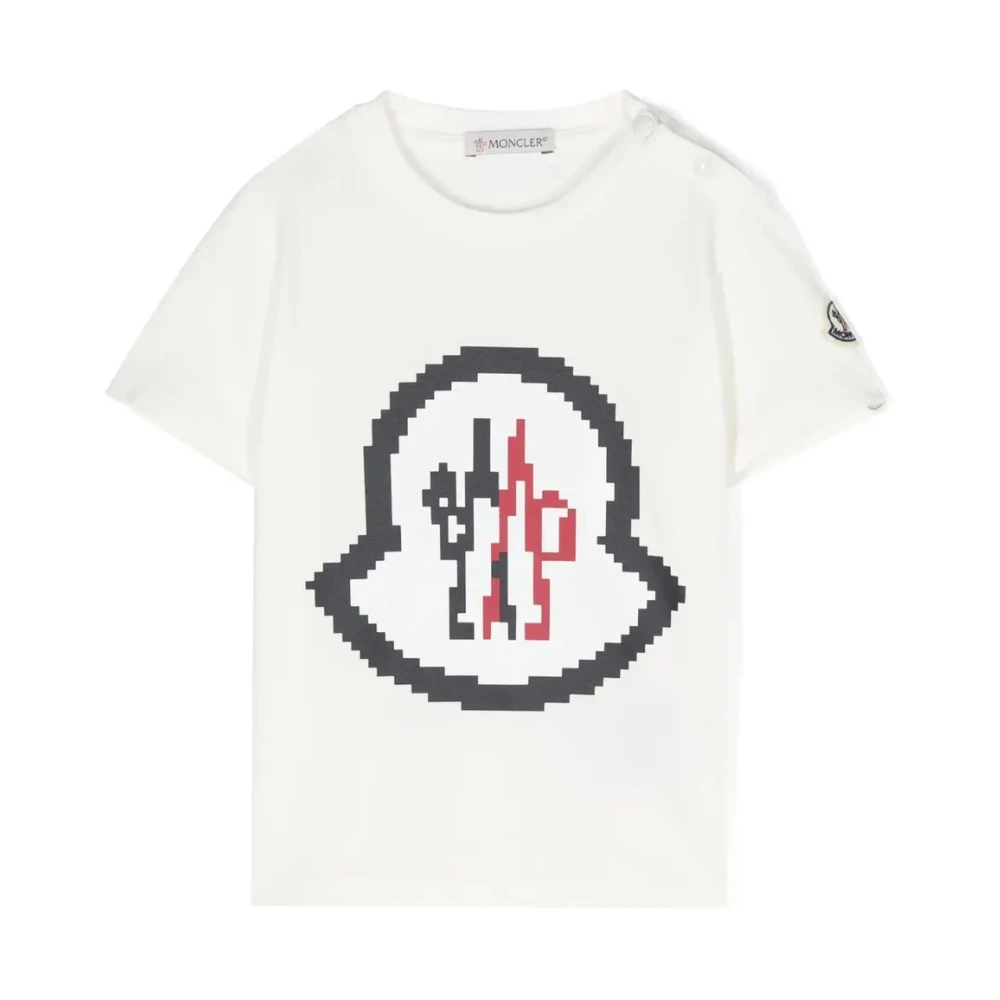 Moncler Barn Vit Logotyp T-shirt Tryckknapp White, Pojke