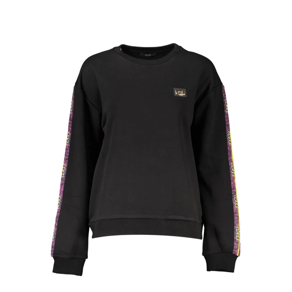 Cavalli Class Women's Black Brushed Sweatshirt With Logo Print