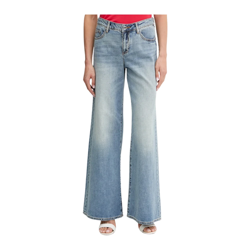 Armani Exchange Women's Blue Wide Jeans, W28, Wide Leg Jeans