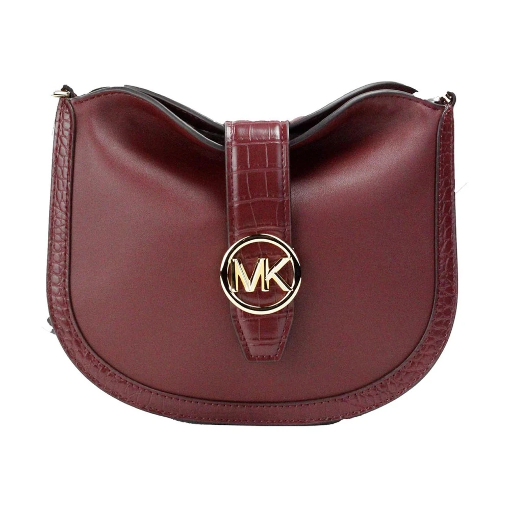 Michael Kors Gabby Kleine Donker Kersenkleurige Foldover Hobo Crossbody Tas Brown Dames
