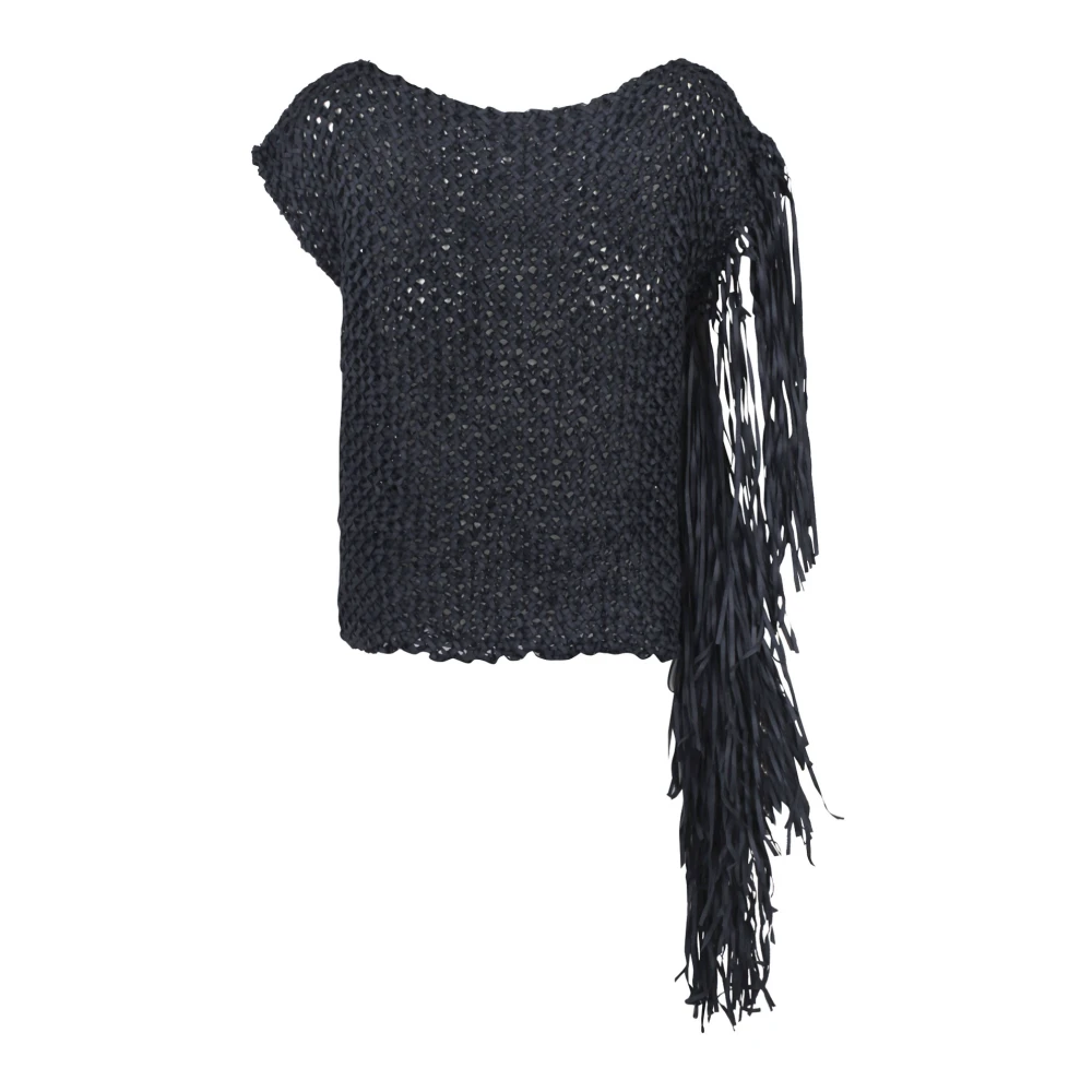 Liviana Conti Gehaakte franjetop Black Dames