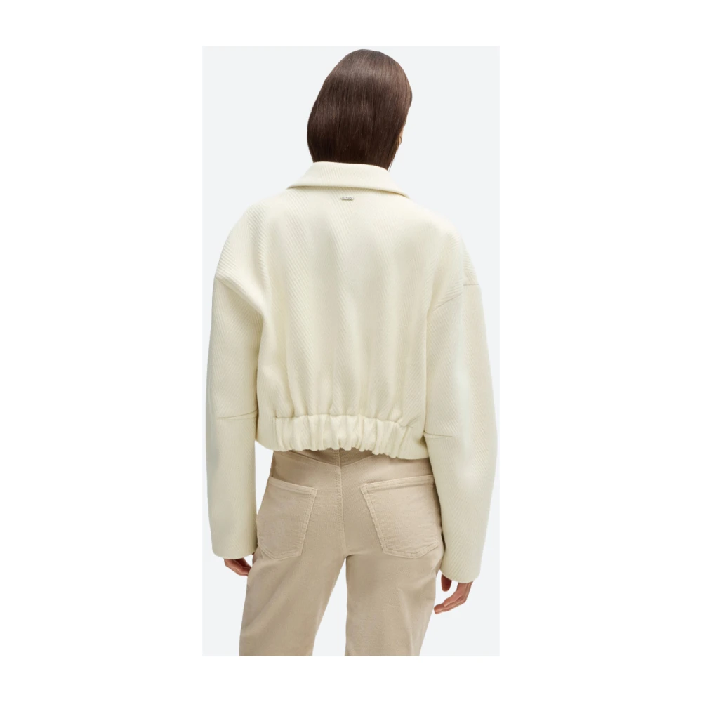 Hugo Boss Visgraat Wollen Jas White Dames