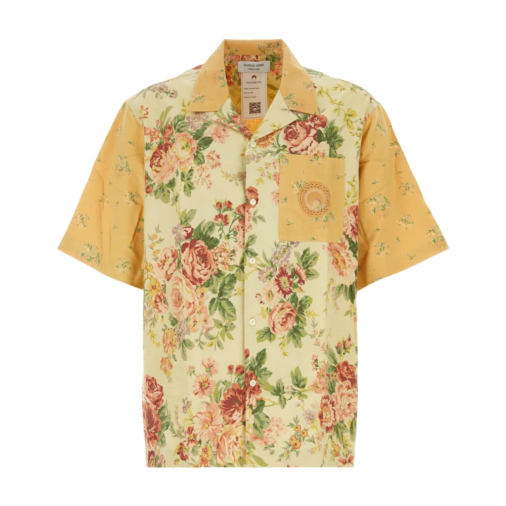 Marine Serre Bloemen Linnen Bowling Shirt Multicolor Heren