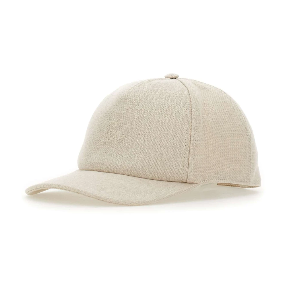 Eleventy Beige Linnen Baseballpet met Logo Beige Heren