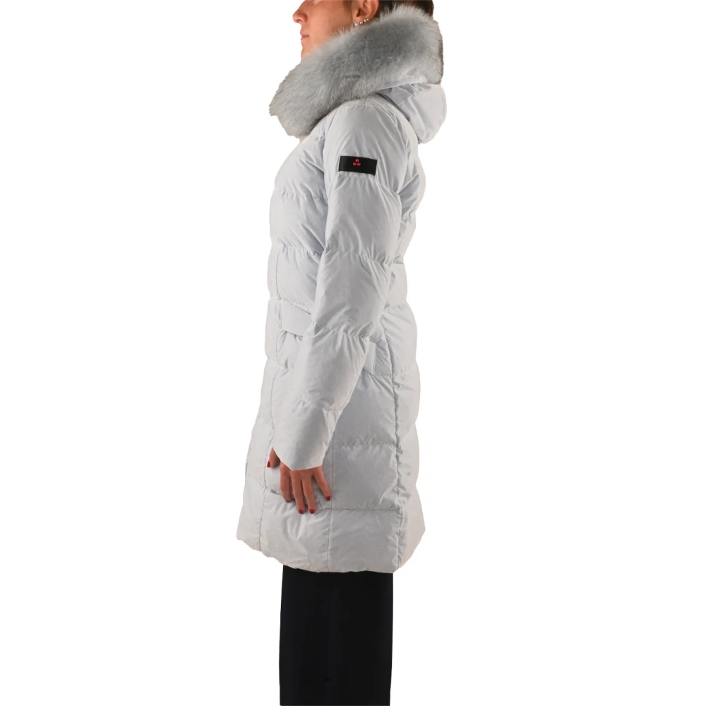Peuterey Gewatteerde Nylon Parka met Bont Blue Dames