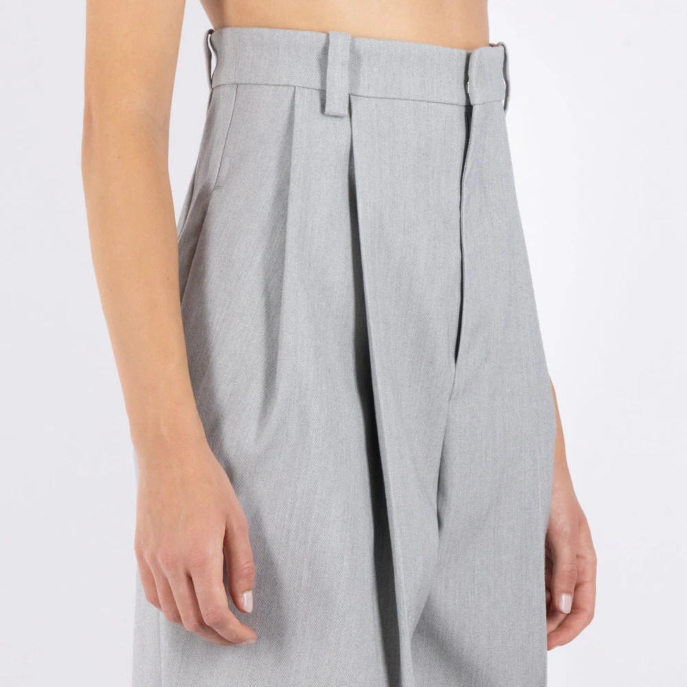 Jacquemus Hoge Taille Wijde Pijp Broek Gray Dames