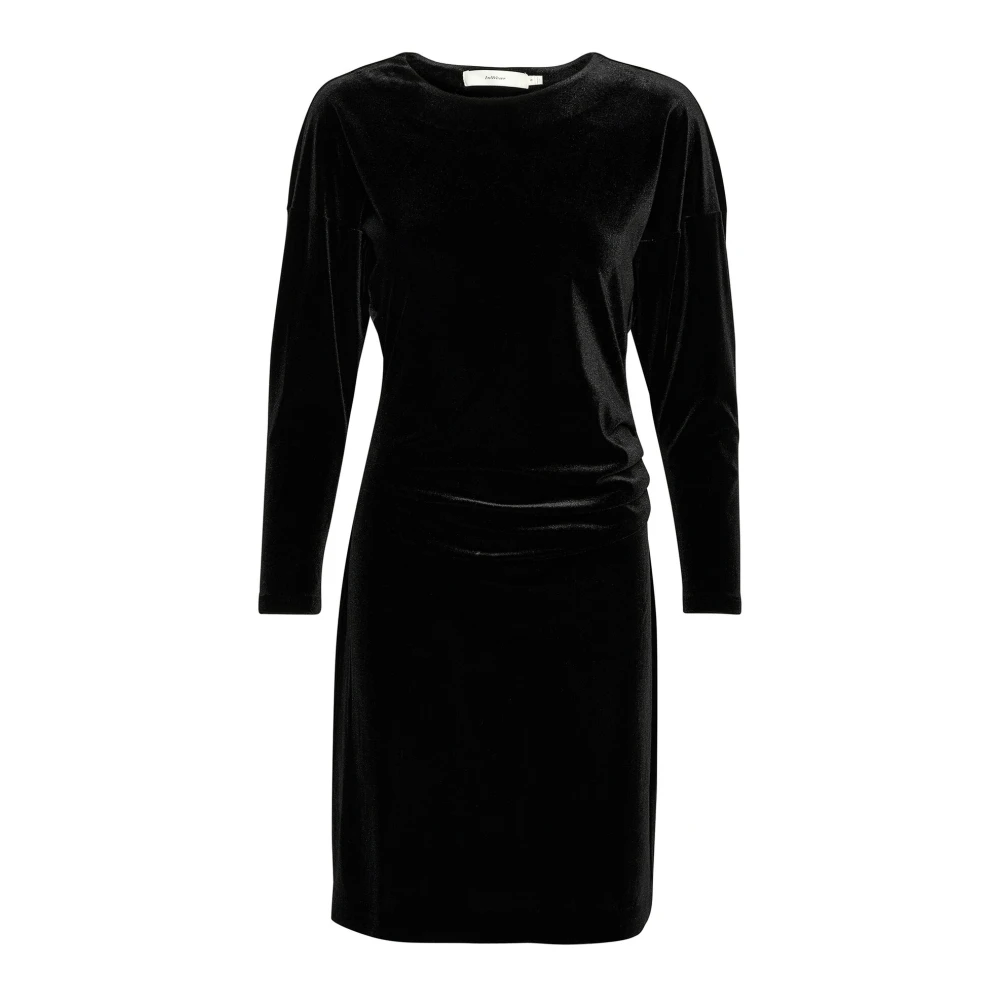 InWear Zwarte Jurk met Gedrapeerde Zijkanten Black Dames