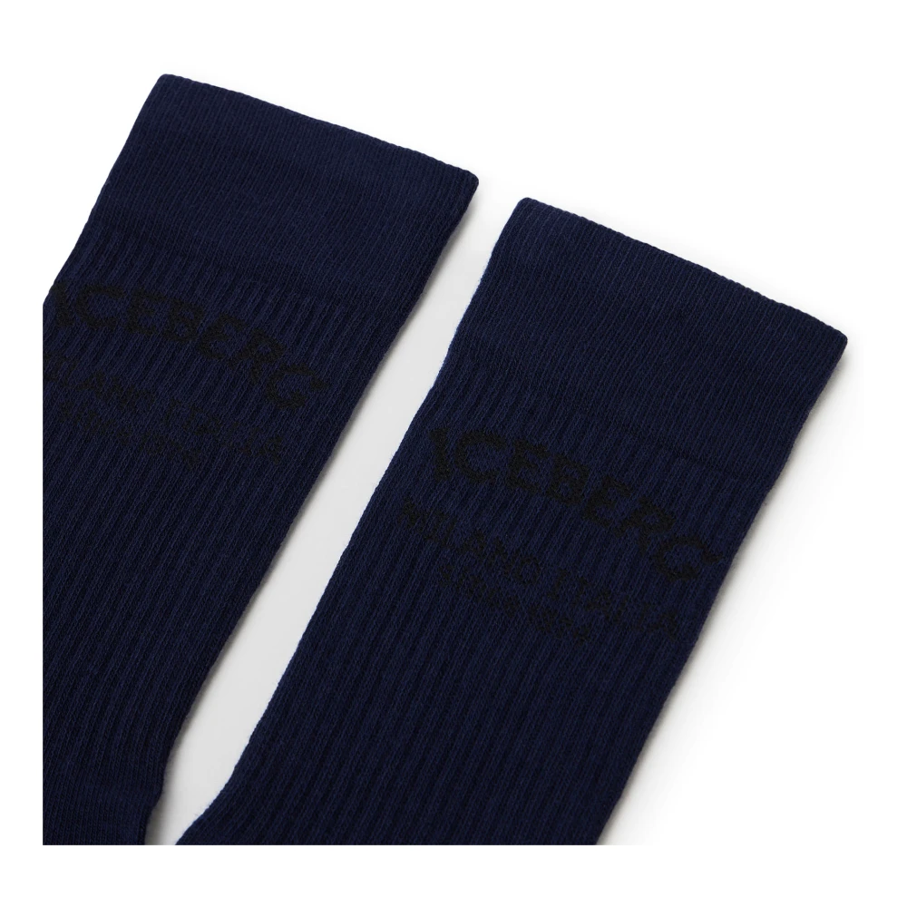 Iceberg Blauwe katoenen sok met piquet logo Sinds 1974 Blue Heren