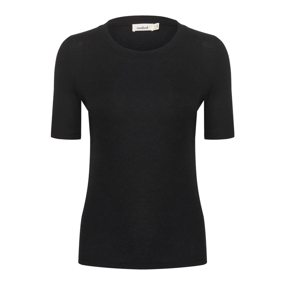 Soaked in Luxury Zwarte T-shirt met korte mouwen Black Dames