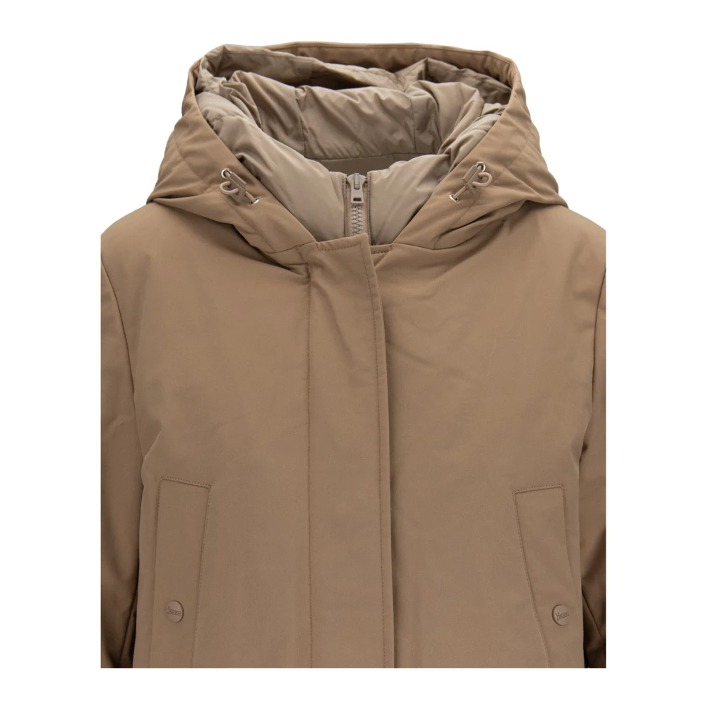 Herno Hooded donsjas met automatische knoop en rits Brown Dames