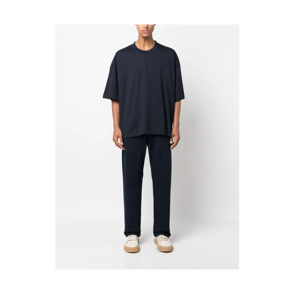 Studio Nicholson Navy Blue Oversize Ronde Hals T-shirt Blue Heren