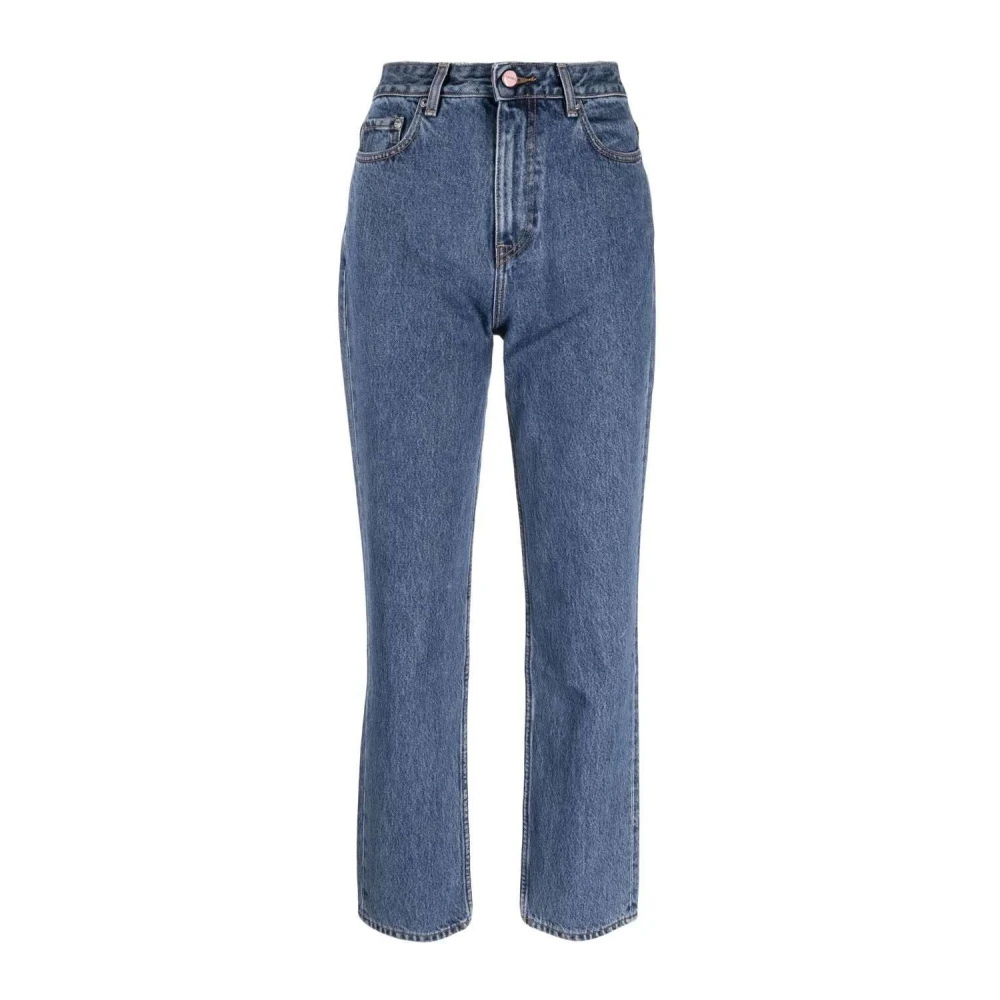 Ganni Tijdloze blauwe straight-leg denim jeans Blue Dames
