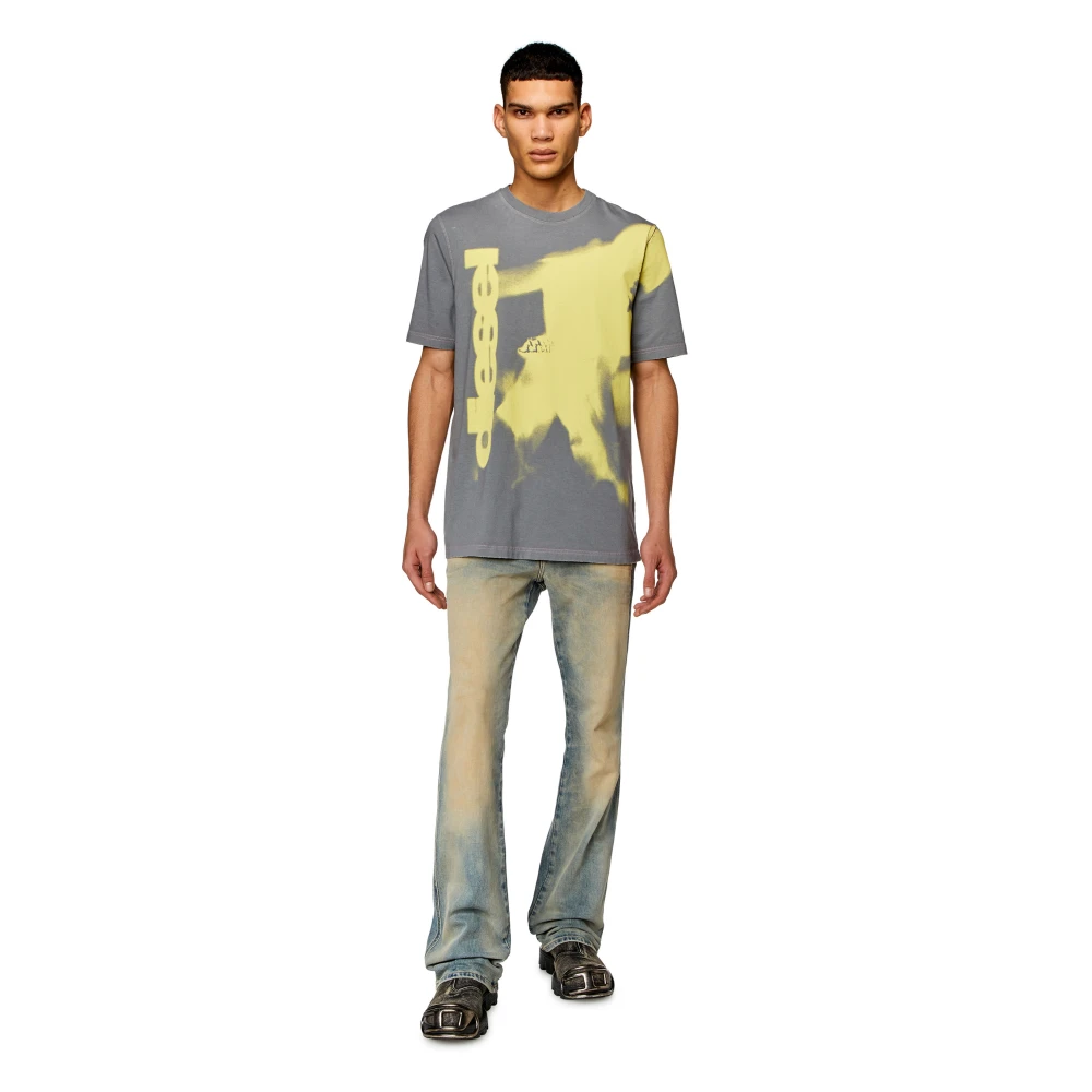 Diesel T-shirt with smudged print Gray Heren