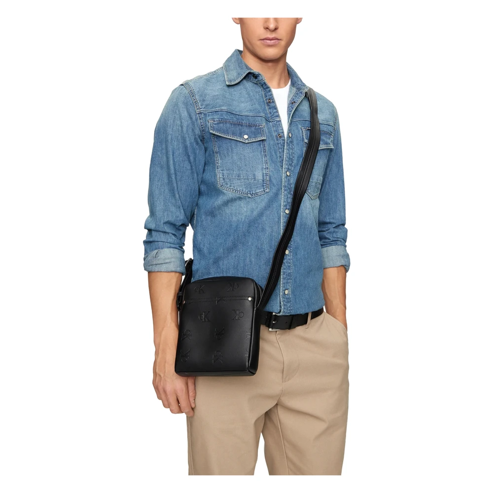 Calvin Klein Monogram Soft Reporter18 AOP Tas Black Heren