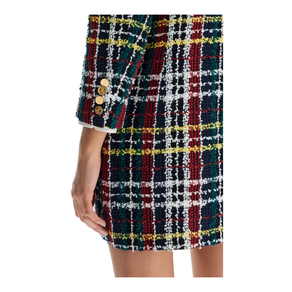 Thom Browne Geruite Tweed Mini Sheath Jurk Multicolor Dames