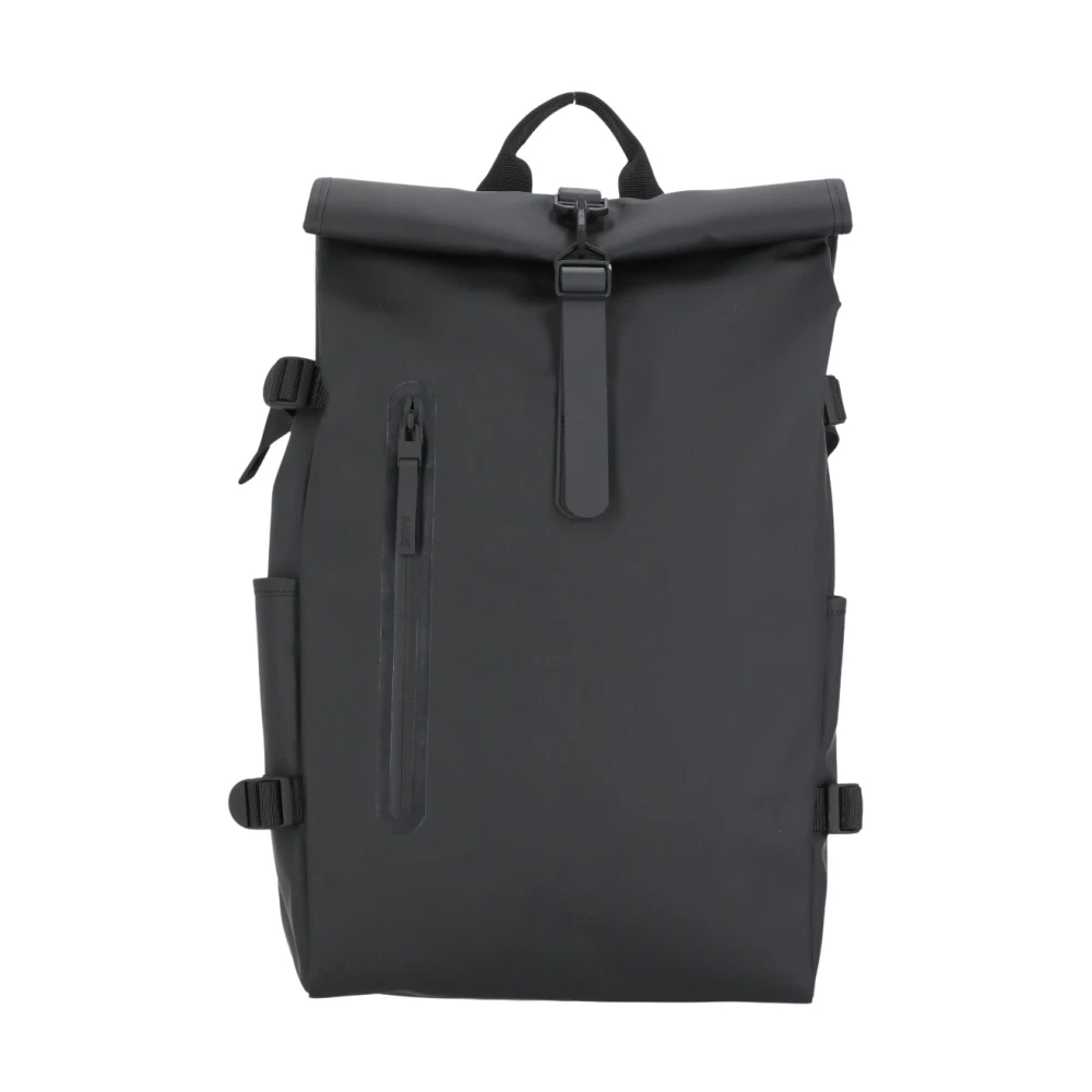 Rains Unisex Nero 14590 Zaino Grande Rolltop Impermeabile - Immagine 7