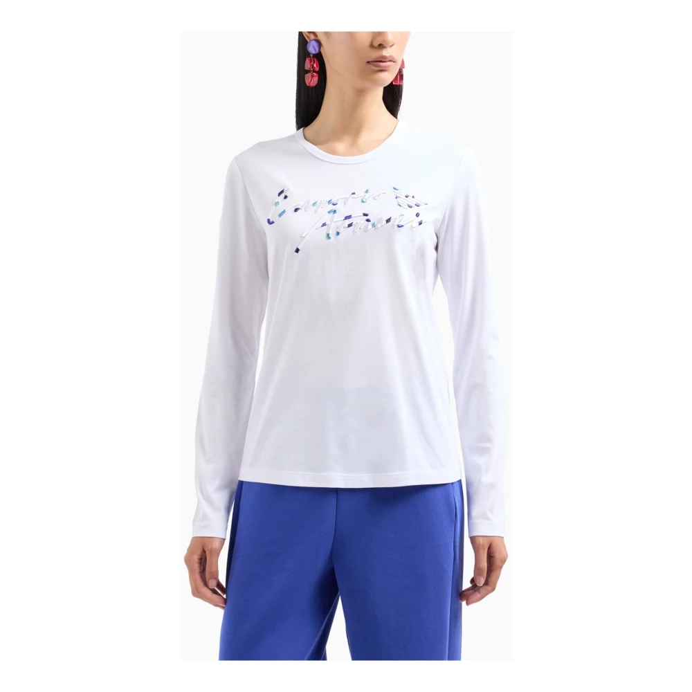 Emporio Armani Witte T-shirts en Polos Lange Mouw White Dames