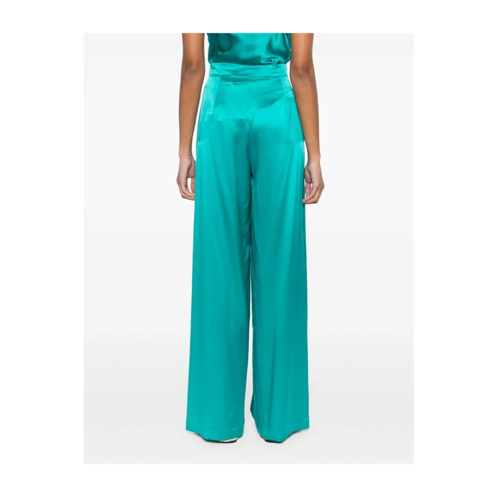 Max Mara Groene Zijden Wijde Broek Green Dames