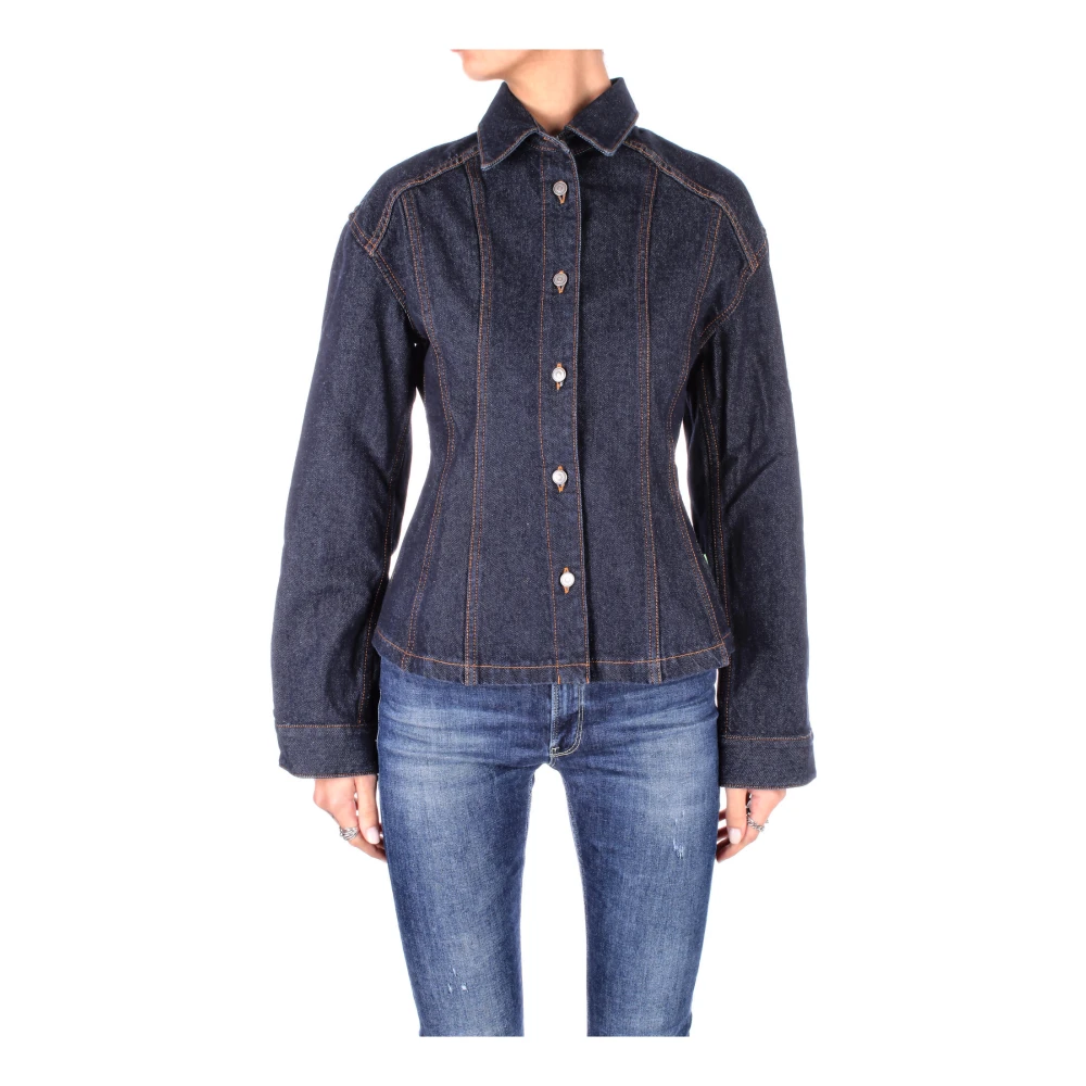 Haikure Logo Zijsluiting Jas Blue Dames