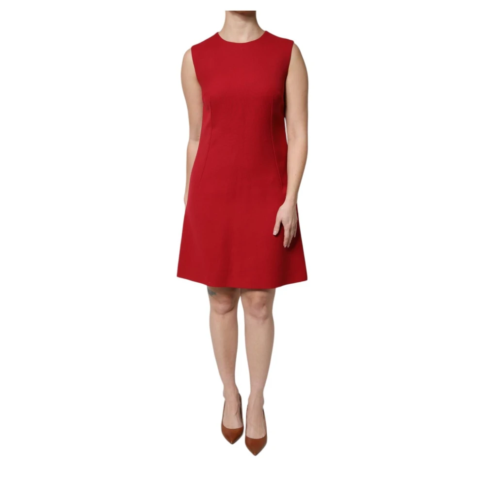 Dolce & Gabbana Women's Red Wool A-Line Knee Length Dress