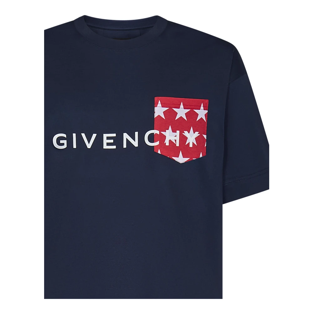 Givenchy T-shirt met logo-opdruk en ronde hals Blue Heren