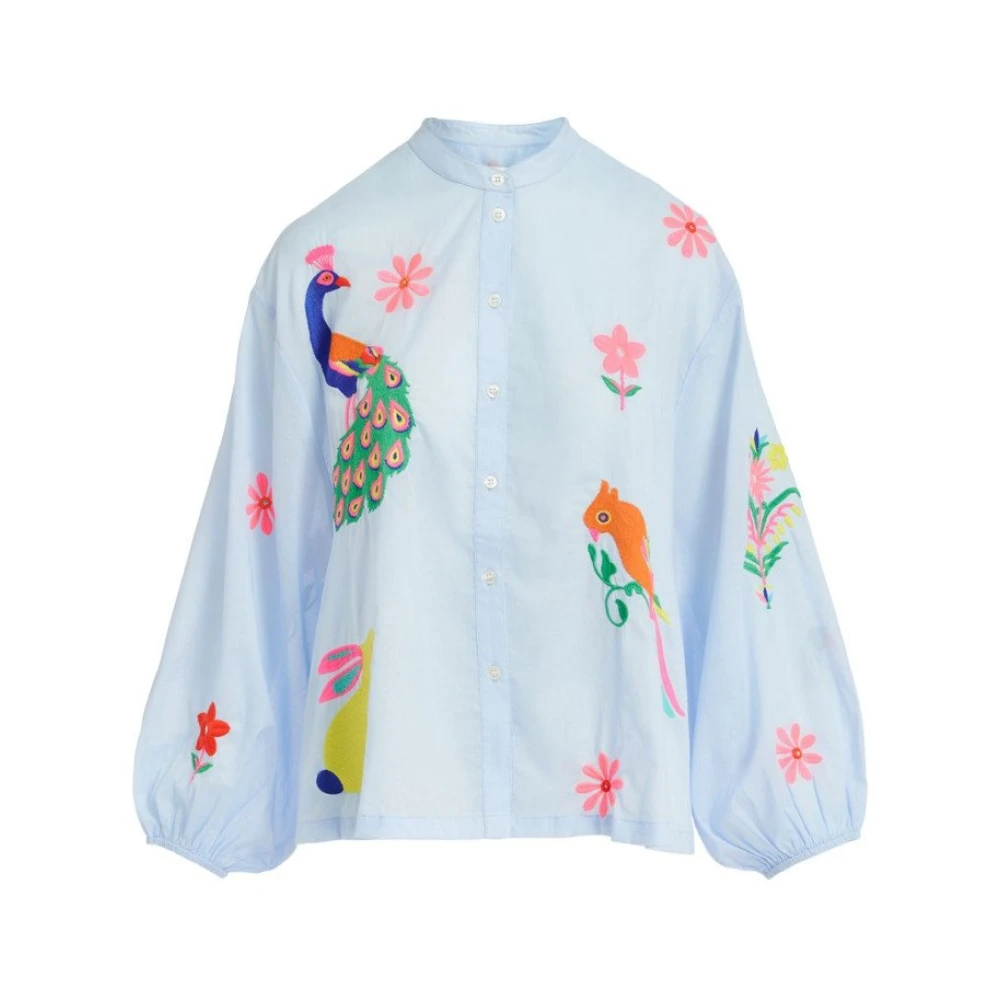 Essentiel Antwerp Kleurrijke Geborduurde Oversized Katoenen Overhemd Multicolor Dames