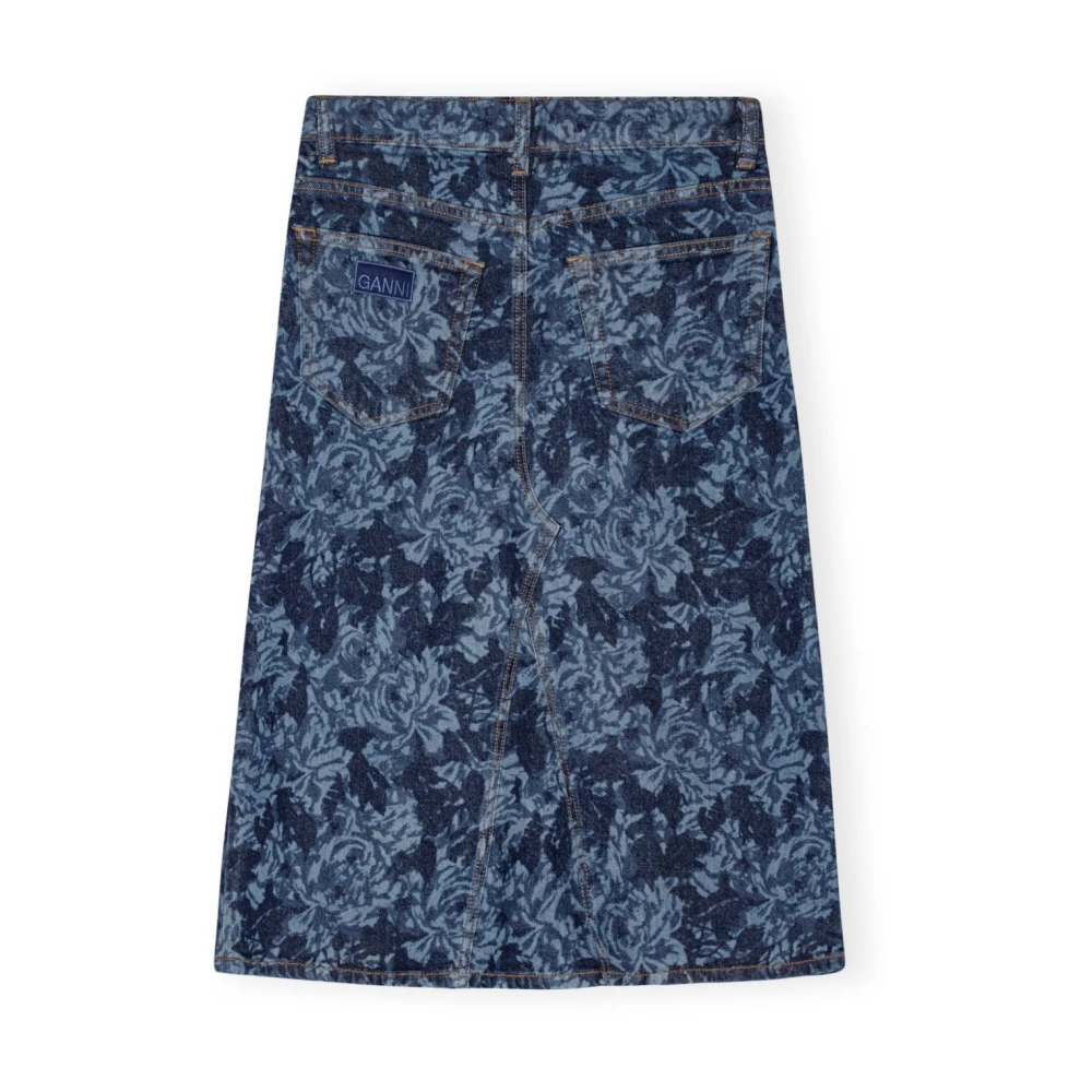 Ganni Elegante Midi Rok Blue Dames