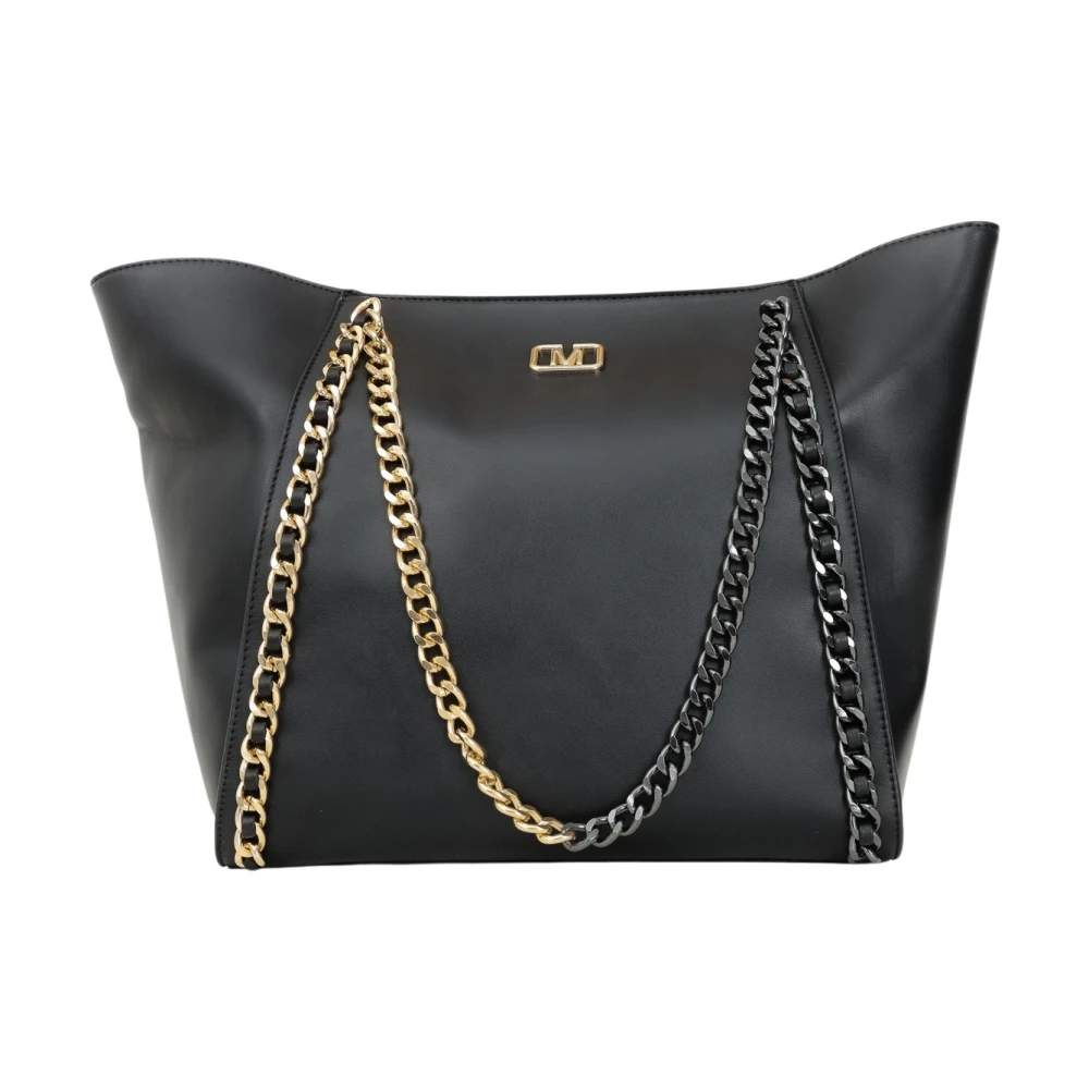 Marc Ellis Zwarte shopper tas met kettingdetail Black Dames