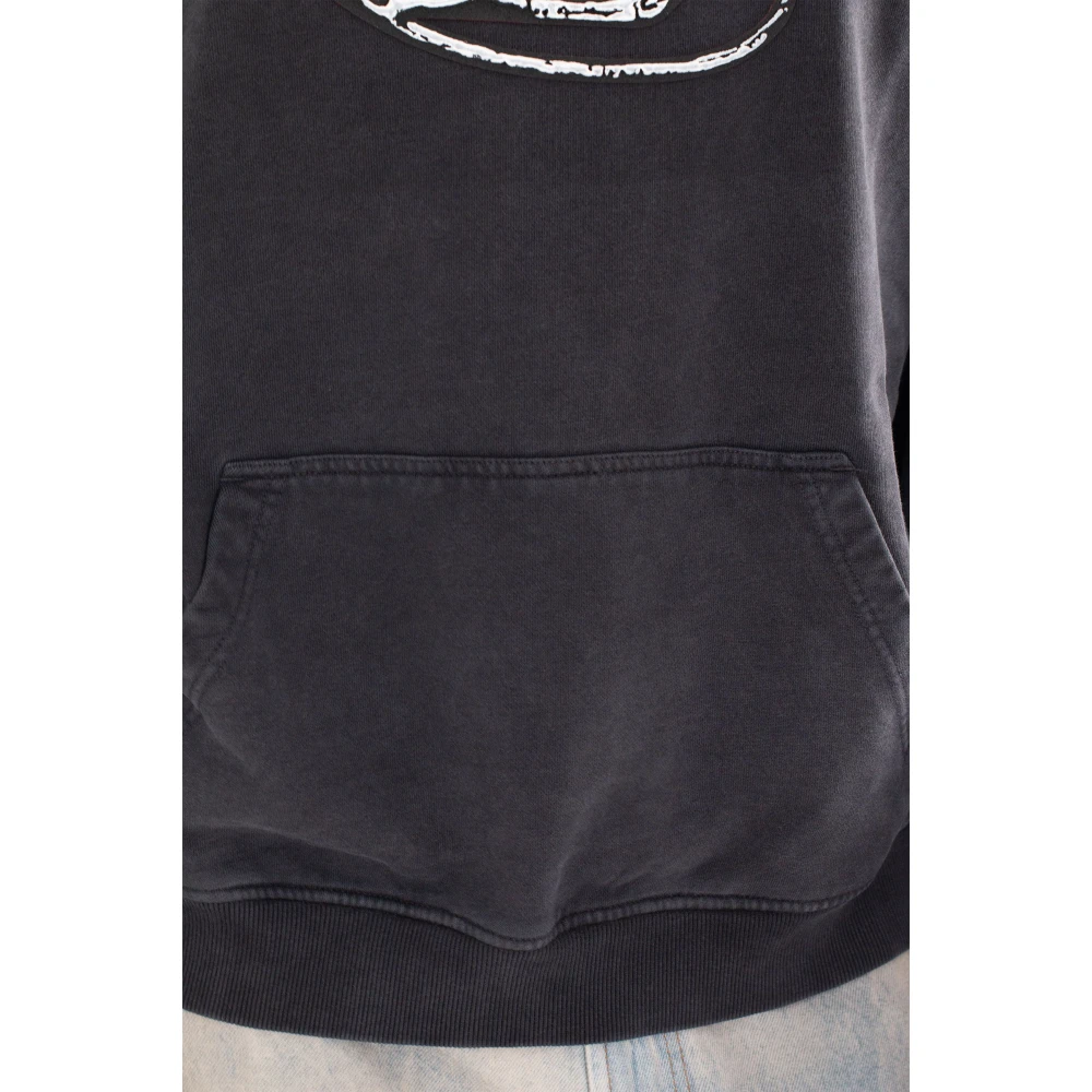 Diesel Geborduurde hoodie voor mannen Black Heren