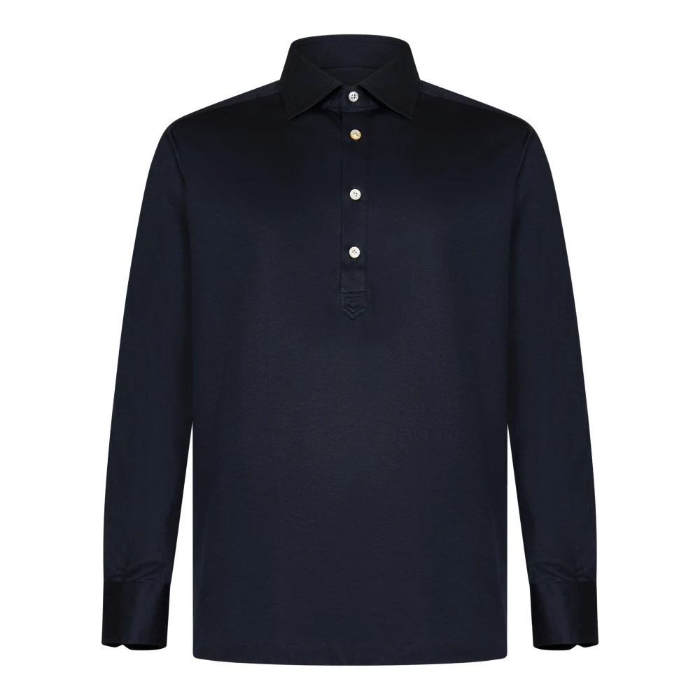 Kiton Blauw Katoenen Overhemd Regular Fit Blue Heren