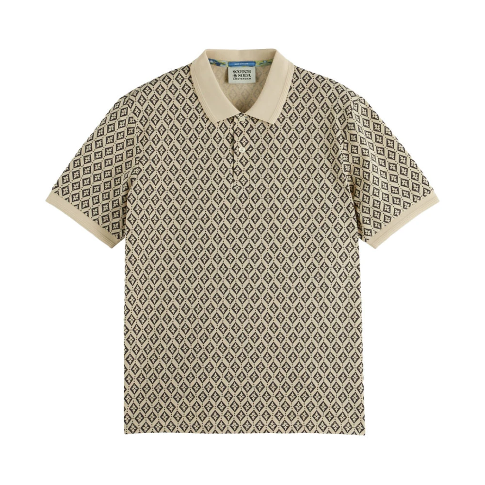 Scotch & Soda Polo met All Over Print Beige Heren