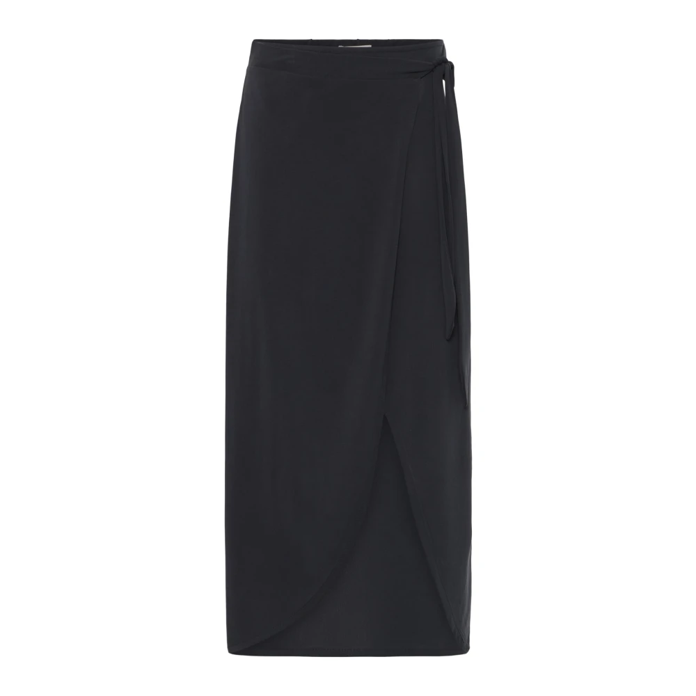 Ichi Elegante Zwarte Rok met Elastische Taille Black Dames