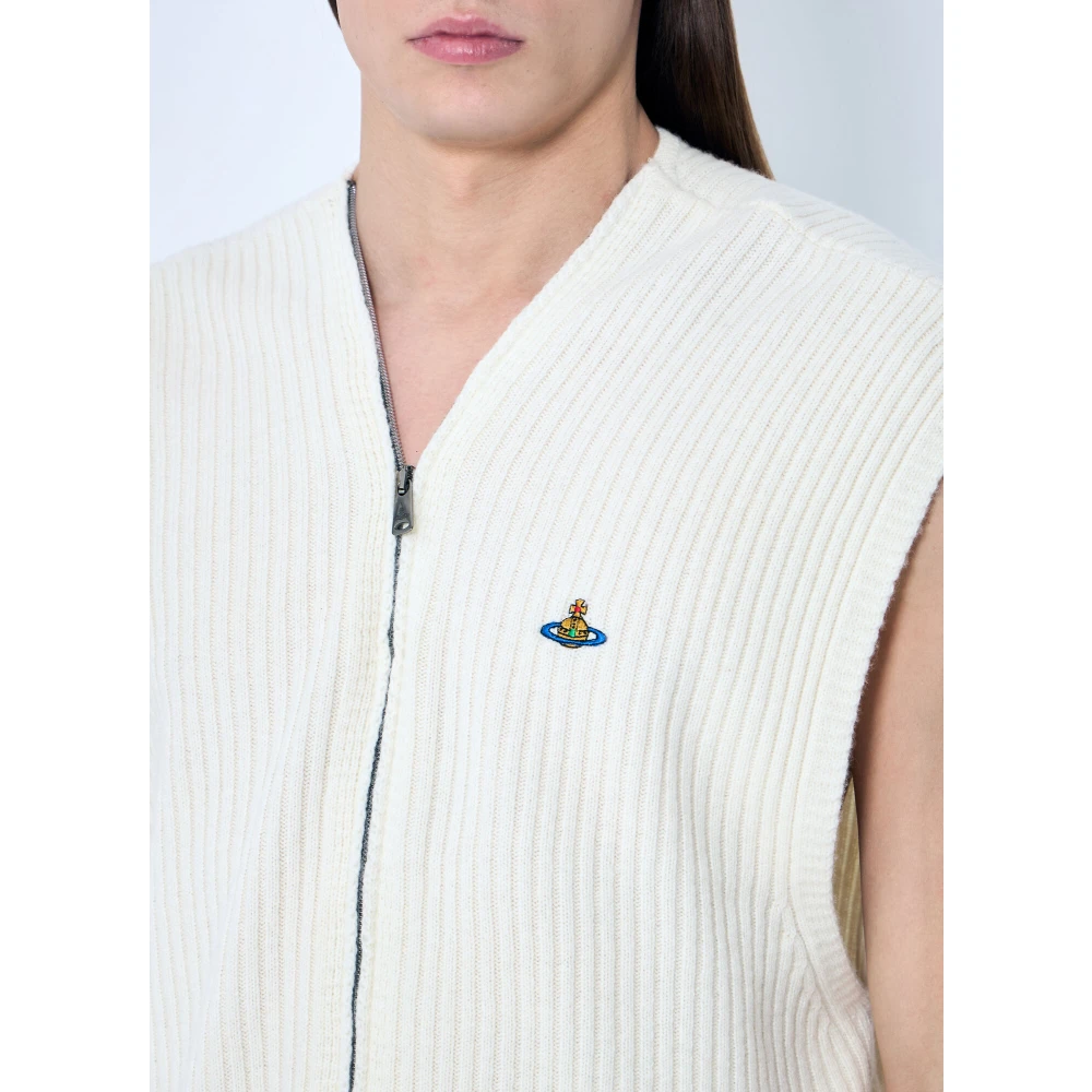 Vivienne Westwood Wol-Kasjmier Ritsvest Beige Heren
