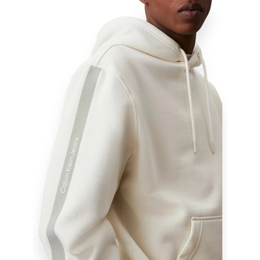 Calvin Klein Logo Tape Hoodie White Heren