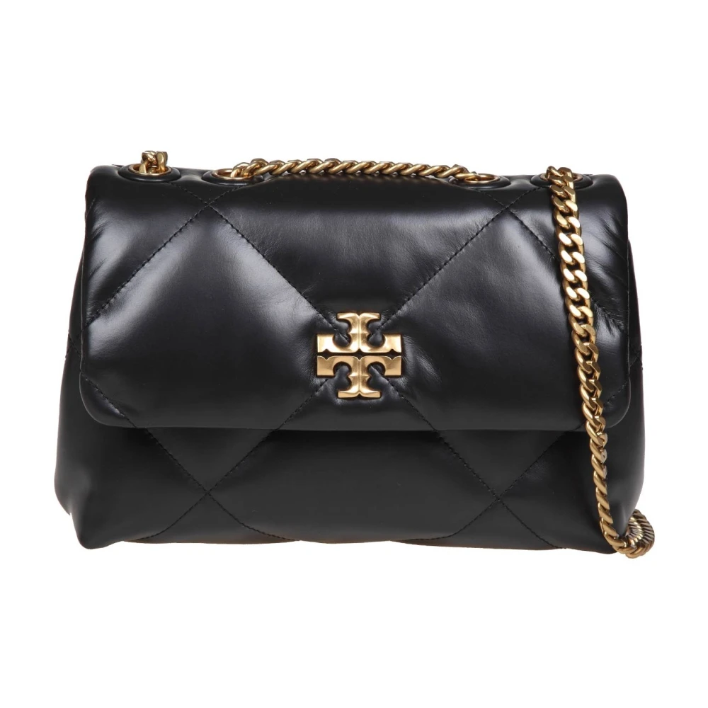 TORY BURCH Zwarte leren schoudertas met diamanten Black Dames
