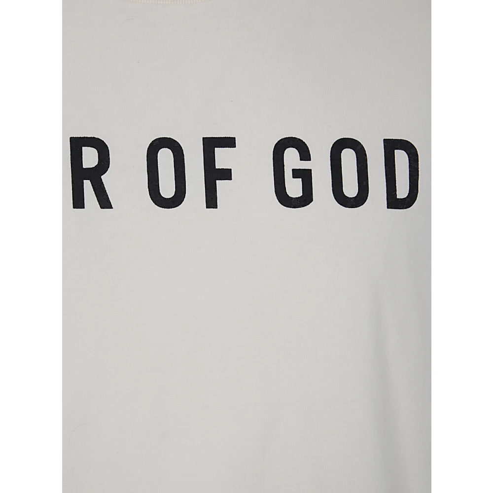 Fear Of God Zwart Logo Print T-shirt Beige Heren