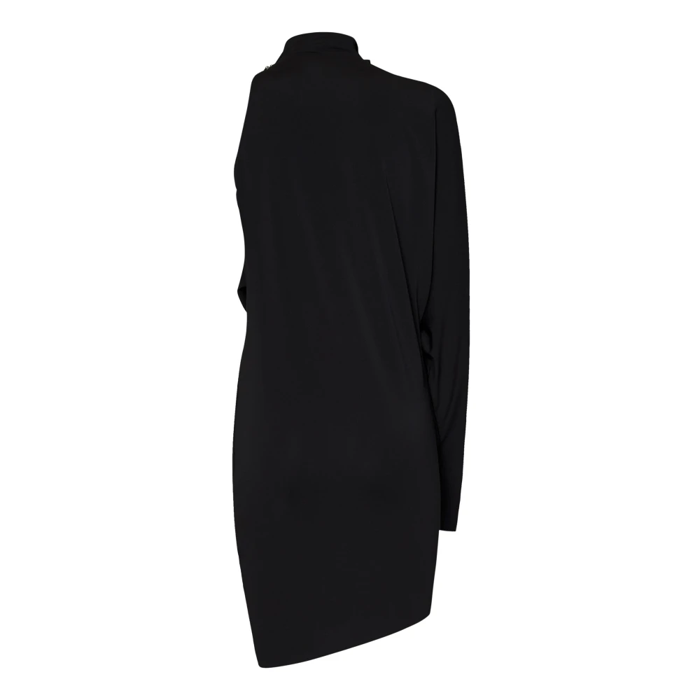 Amen Zwarte One Shoulder Gedrapeerde Jurk Black Dames