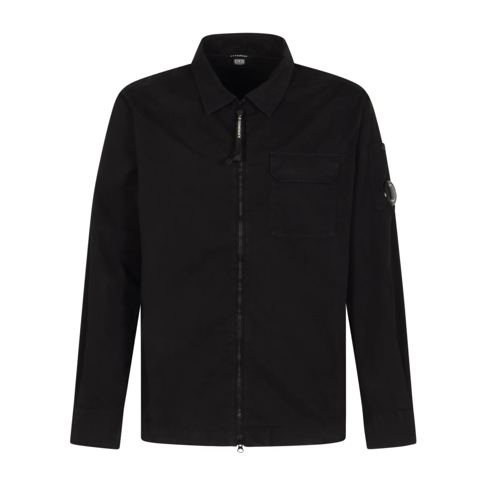 C.p. Company Men's Black Gabardine Zipped Overshirt