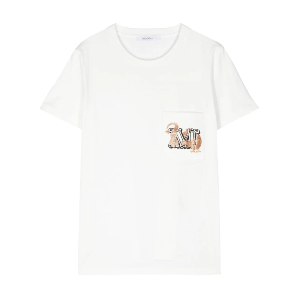 Max Mara Wit Logo Crew Neck T-shirt White Dames