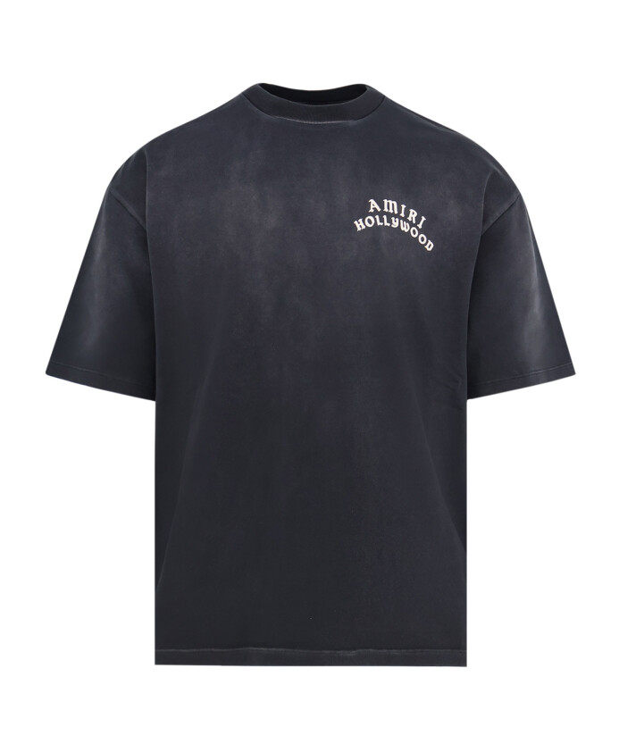 t-shirts-et-polos-noirs-avec-col-rond-cotele-manches-courtes-logo-oversize-imprime