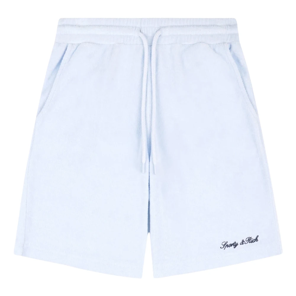 Sporty & Rich Shorts, Unisex, 8 Y, Signature Logo Terry Shorts Blue
